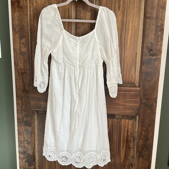 Ivy Jane white cotton silk eyelet crochet dress small - Picture 6 of 7